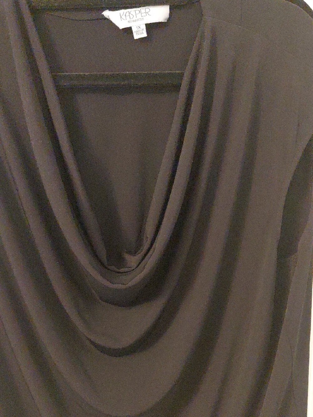 Worthington Black Draped Neck Sleeveless Blouse - Picture 2 of 4